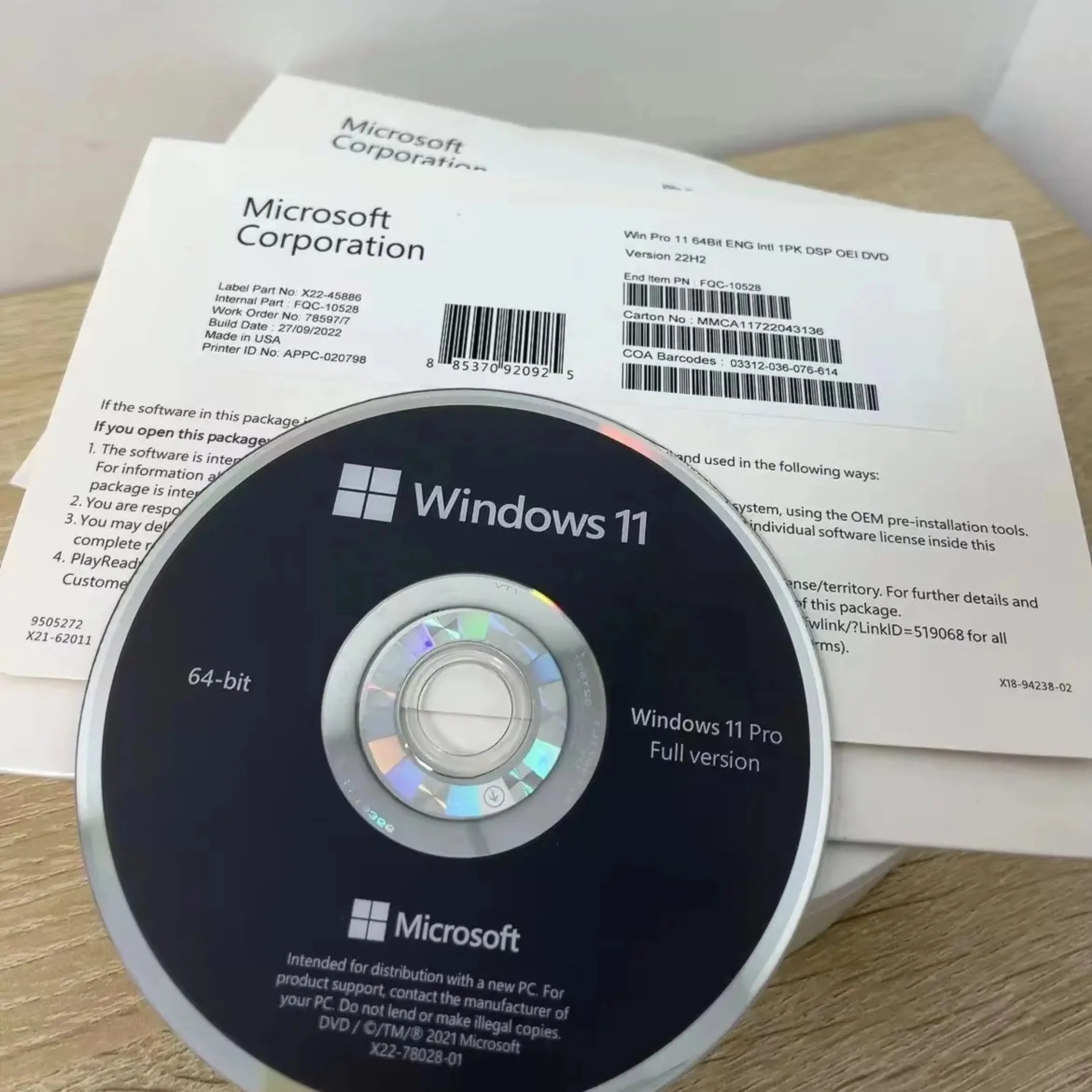 MICROSOFT WINDOWS 11 PRO 64 BIT Eng Intl 1pk FQC-10528