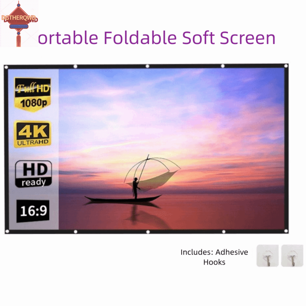 DGTHE Polyester Màn hình máy chiếu 16:9 Thiết bị video Màn hình mềm gập lại Rạp chiếu phim Video HD Màn hình chiếu có thể gập lại Ngoài trời