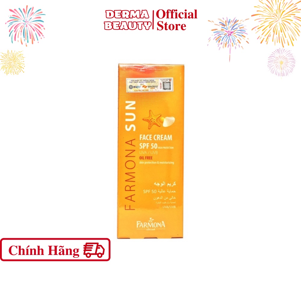 Kem chống nắng nâng tone Farmona Sun Face Cream Oil Free Spf50 không chứa dầu không gây kích ứng cho da mặt 50ml