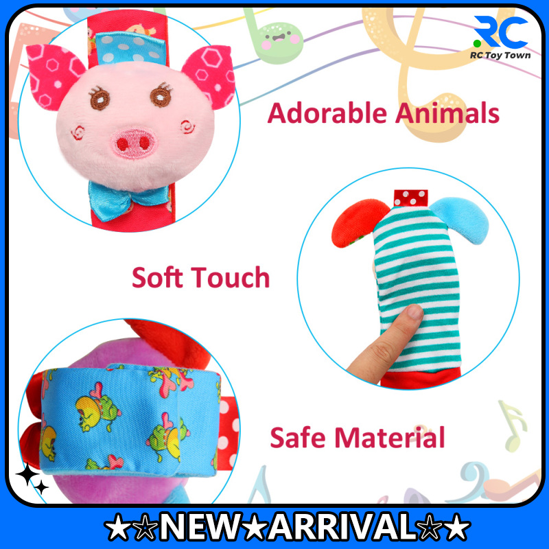 TK Acekid 8Pcs Animal Baby Toys Lovely Plush Socks + Wrist Bell Rattles