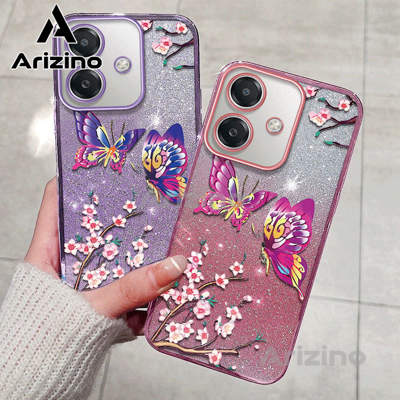 Phone Case for Realme Note 50 C53 C51 C65 C67 C55 Realme12 Lite Realme13 NarzoN55 NarzoN53 NarzoN65 Narzo70x Fashionable and fresh butterfly peach blossoms TPU Phone Case