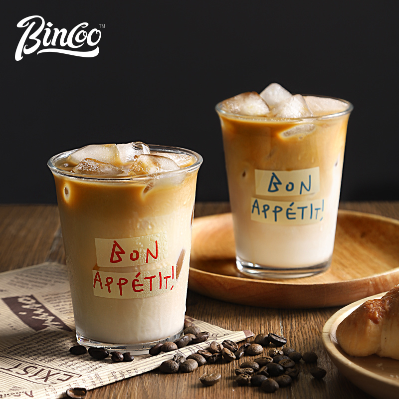 BINCOO Glass Coffee Cup Water Mug 280ML