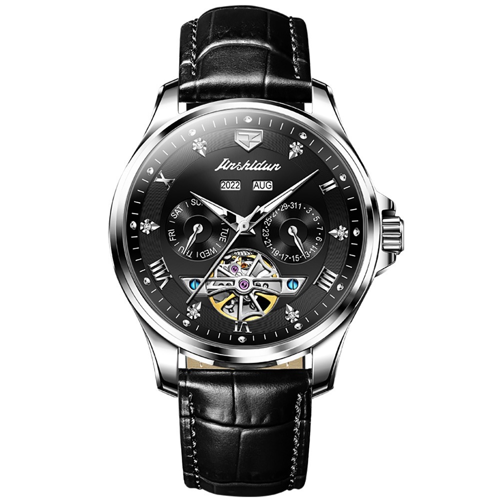 JSDUN 8926 Business Genuine Leather Band Men Wristwatches Waterproof Automatic Mechanical Watch For 