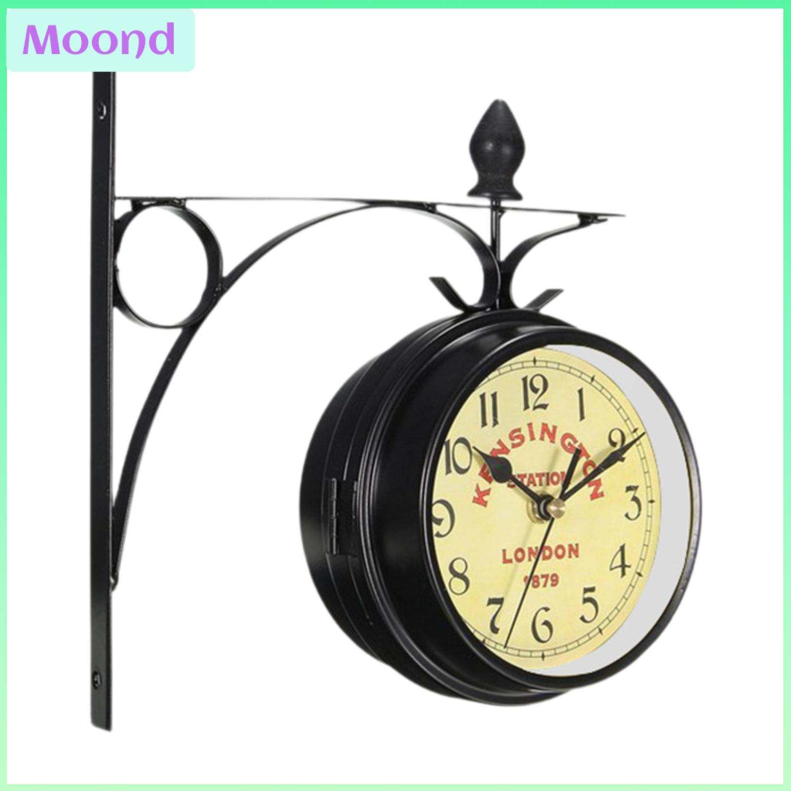 Kesoto Double Faced Station Clock Wall Clock Mute with Decorative Bracket Metal Wall Mounted for Living Room Garden Indoor Decor ราคา 17,242 บาท*ส่งฟรี