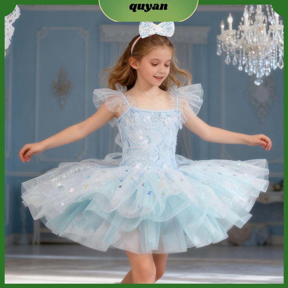 QUYAN Hoa Váy ballet cho trẻ em Đầm sequin Hiện đại Váy tutu ballet Thời trang Phồng Quần áo biểu diễn Bé gái