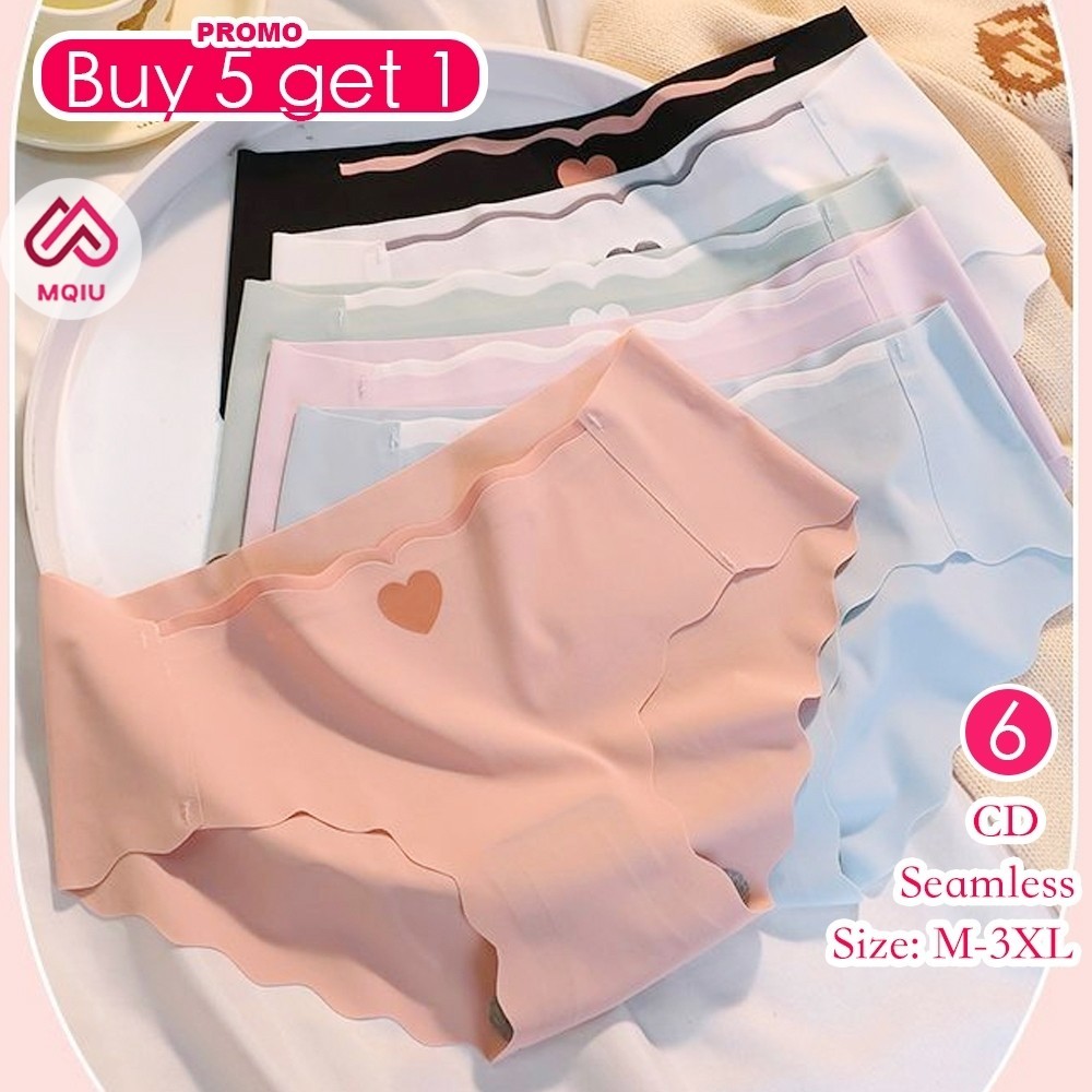 MQIU - [isi 6pcs] Celana Dalam Seamless Wanita CD Premium Quality Es Sutra CD Seamless wanita Selusin CD 1/2 lusin celana dalam lusinan L005 Harga 48,800 rupiah*Gratis Ongkir