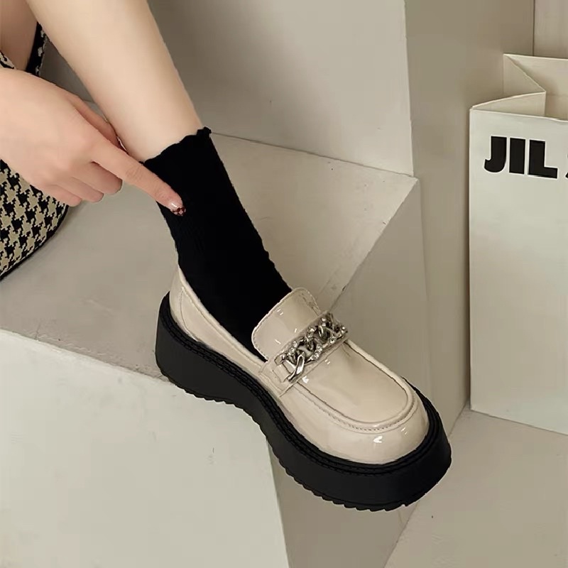 AA18-Giày oxford nữ Đốc Da Bóng Đế Răng Cưa