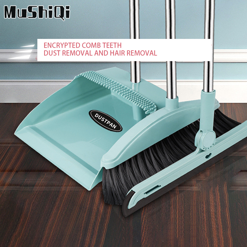 Broom with dustpan, broom set Floor broom, bracket, broom, broom set Household soft fur broom Broom doesn't stick to hair. Broom and dustpan set Cleaning suit ราคา 161 บาท*ส่งฟรี