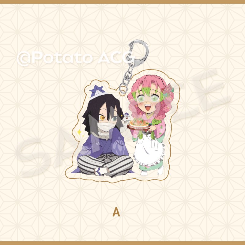 Móc khoá Demon Slayer Anime Keychain Women Kanroji Mitsuri Iguro Obanai Kawaii Acrylic KeyChain