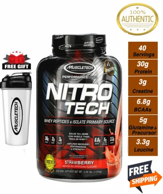 MuscleTech Nitrotech Whey Peptides And Isolate Strawberry 4 Lbs Nitro tech