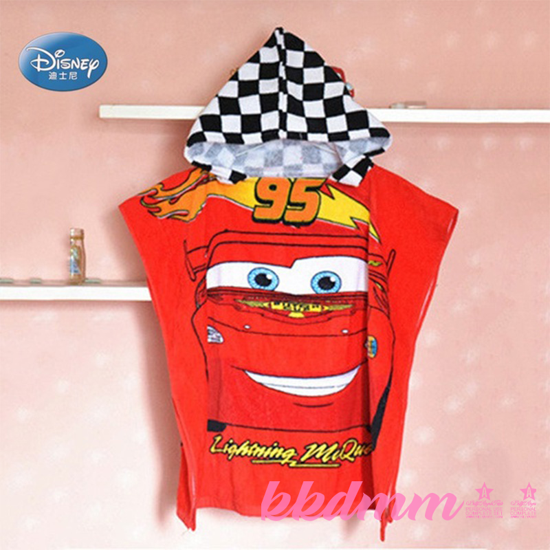 [kkdmm] 2023 Disney Cartoon Baby Hooded Towel Dumbo Winnie Mc Queen Car Bathrobe Cotton Bath Towels Boys Girls for Kids 60x120cm
