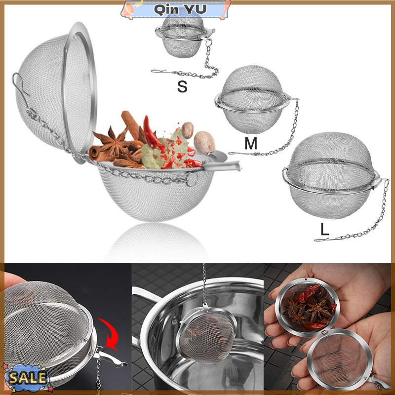 Mới cho tues【qin yu】 Dụng cụ lọc quả cầu lọc trà gia vị khóa hình cầu bằng đồ pha trà không gỉ