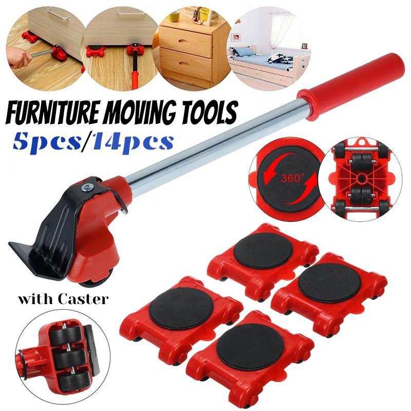 Furniture Mover Set Heavy Duty Furniture Lifter Transport Tool Transport  Lifter Heavy Stuffs Moving Wheel Roller Bar Hand Tools