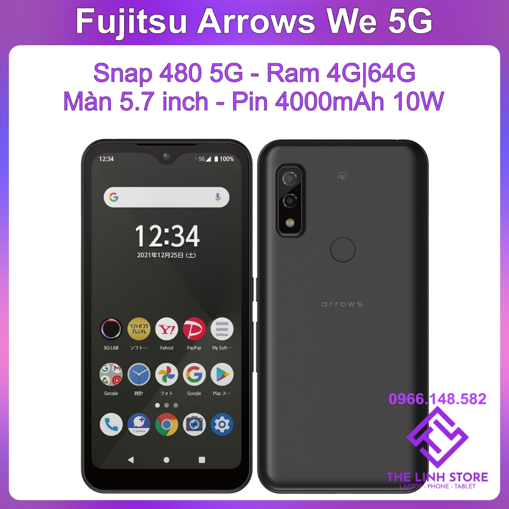 Điện thoại nhật fujitsu arrow we 5g màn 5.7 inch - snaρ 480 5g