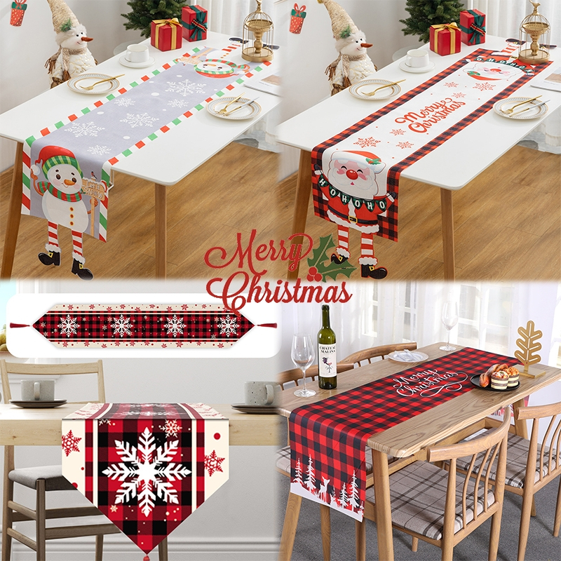 180*33ซม คริสต ์ มาสตาราง ผ้าฝ้าย ผ้าลินิน าราง Merry Christmas Decor ผ้าปูโต๊ะผ้าถักมีสีสันสร้างสรรค์ตกแต่งคริสต์มาส ราคา 98 บาท*ส่งฟรี