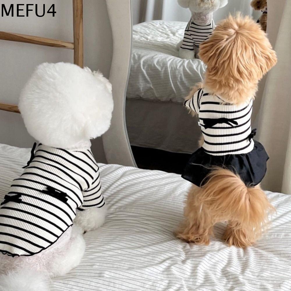 MEFU4 Mềm mại Áo ngắn tay sọc cho thú cưng Dễ thương Thoáng khí Váy cho thú cưng Thời trang Thiết kế mỏng Áo vest cho chó Dành cho chó con mèo