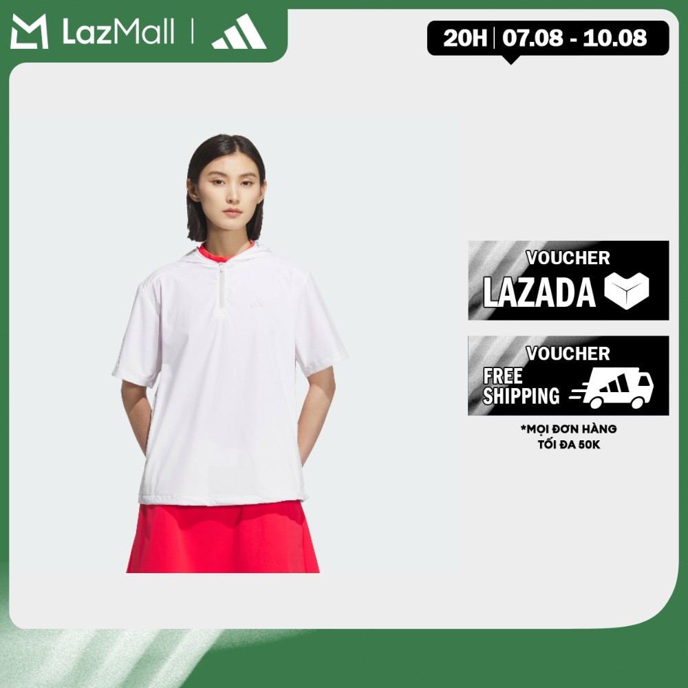 adidas Đánh gôn Áo Chui Đầu Có Mũ Ngắn Tay Khóa Kéo 1/4 Adizero Nữ trắng JE8319