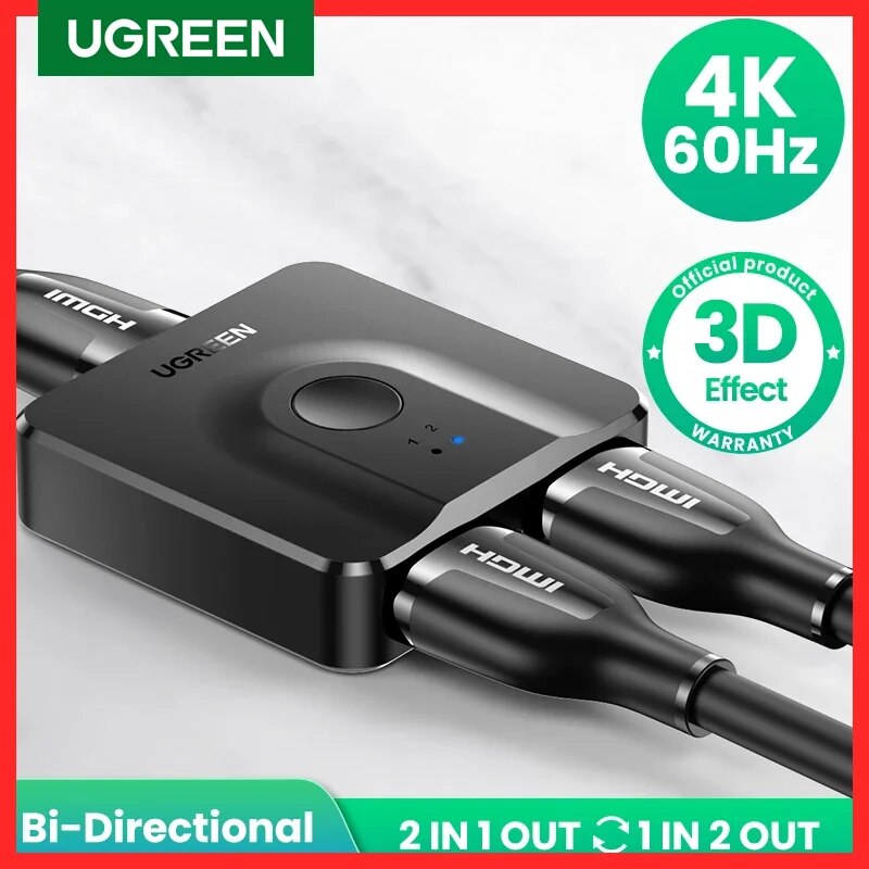 UGREEN HDMI Splitter 3D 4K for Xiaomi Mi Box Bi-directional HDMI Switcher Cable for Xbox PS4 TV Box Splitter HDMI Cable Switcher