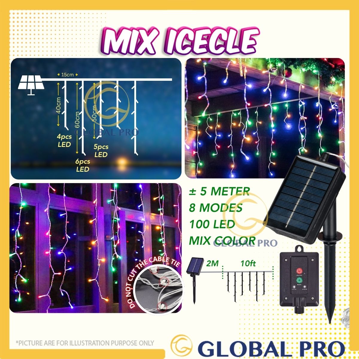 SOLAR Icecle Lampu Solar Liplap Lampu Raya Solar Lampu Hiasan Solar Lamp Fairy String Lights Light Curtain Light LED