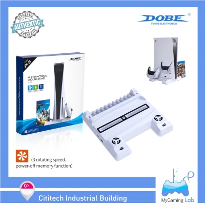 [SG Wholesaler] TP5-0593 DOBE Multi-Functional Cooling Stand + Controller Charging Dock + Storage Kit For PS5 CD-ROM / Digital Edition