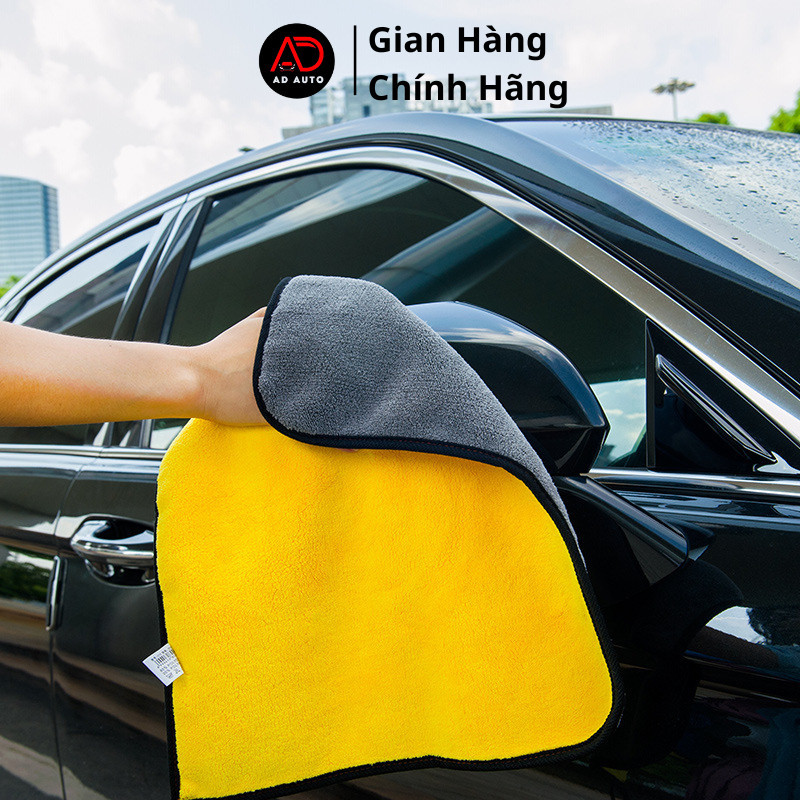 Khăn Lau Xe Ô Tô Chuyên Dụng Microfiber 2 Lớp Siêu Thấm Hút, Không Trầy Xước, Không Đổ Lông Kích Thước 30x30 cm, AD AUTO