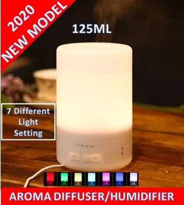 Mini 125ml Ultrasonic Car Aroma Essential Oil Diffuser Aromatherapy Cool Mist Air Humidifier 7 Colors Changing LED Light USB TYPE