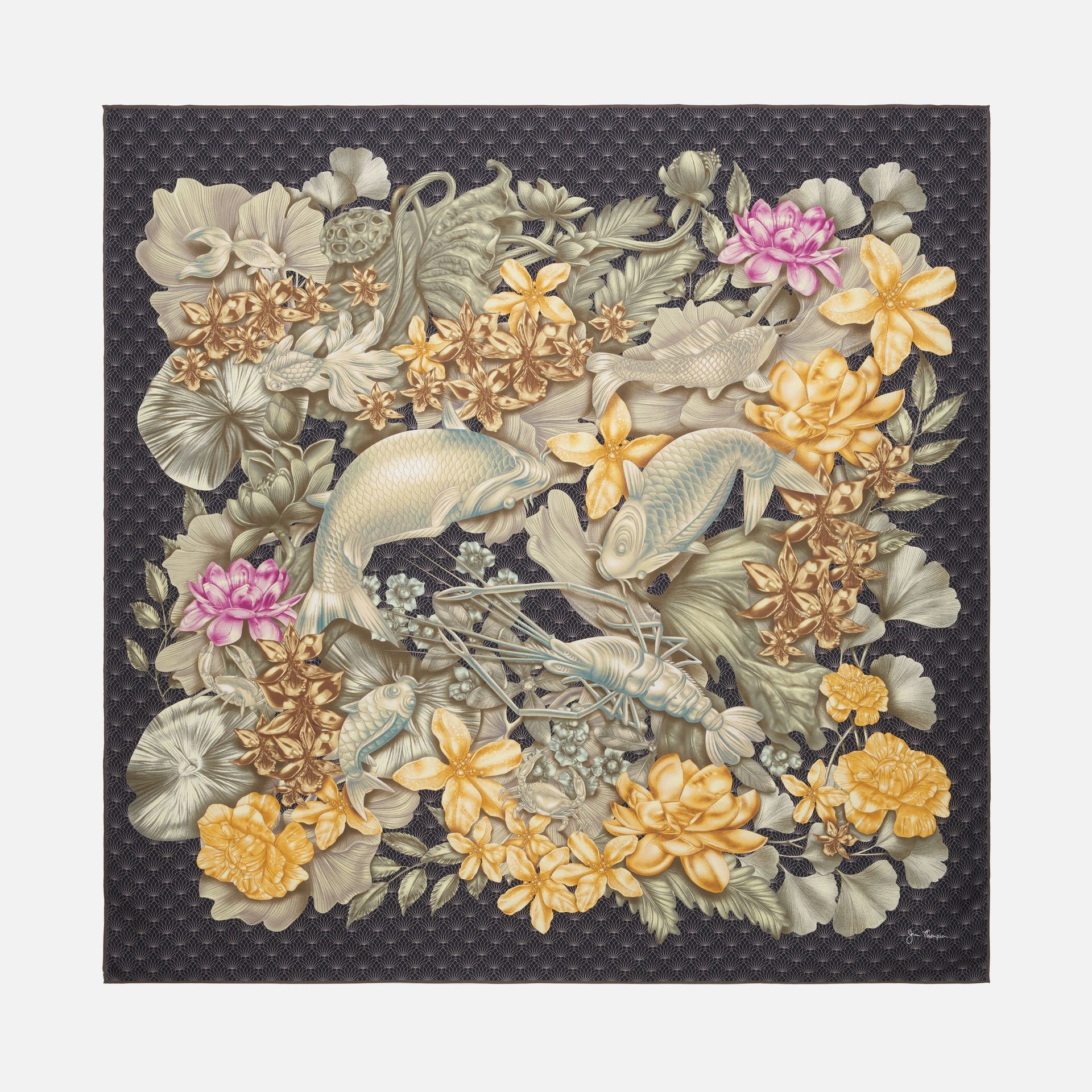 House On The Klong Silk Twill Printed Scarf - Green/Gold ราคา 3,802 บาท*ส่งฟรี