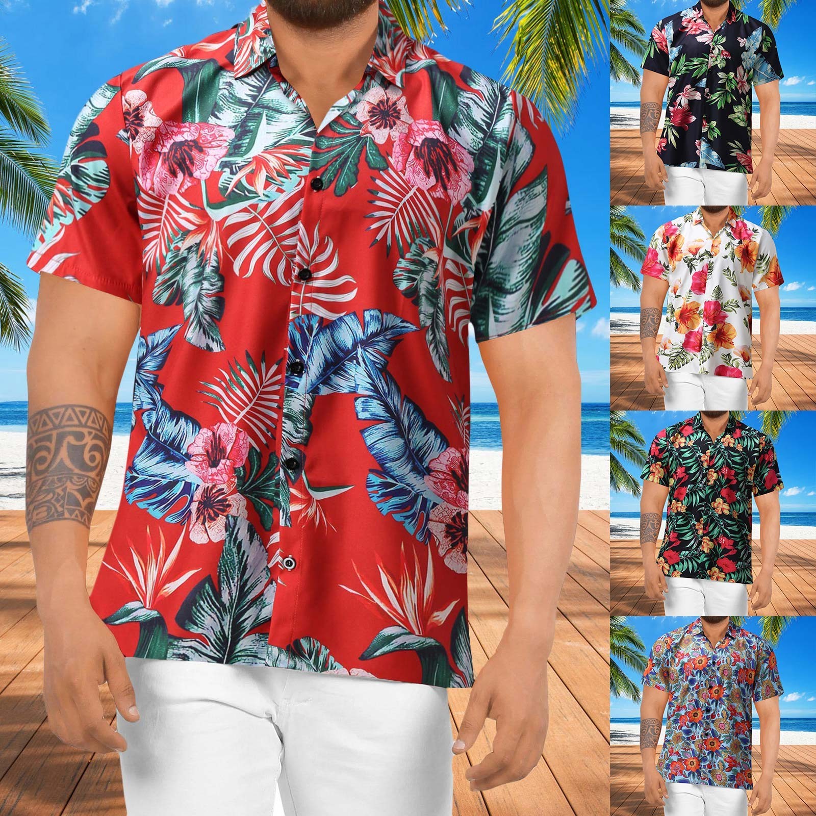 tropical collared shirts