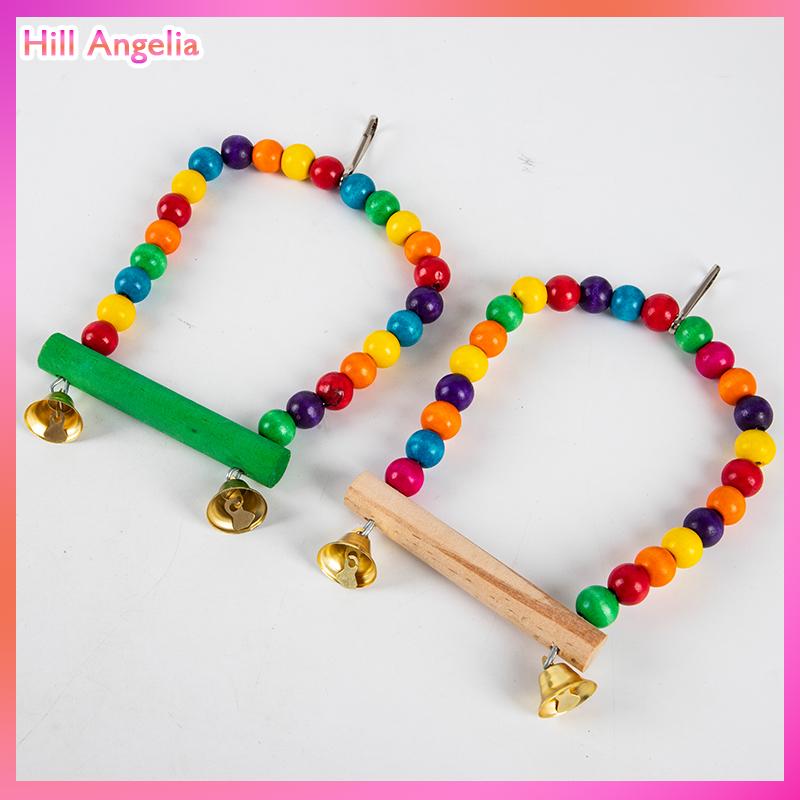 [Hill Angelia] Đồ chơi đu đưa Vẹt bằng gỗ tự nhiên lồng XÍCH ĐU cá rô treo chim hạt nhiều màu