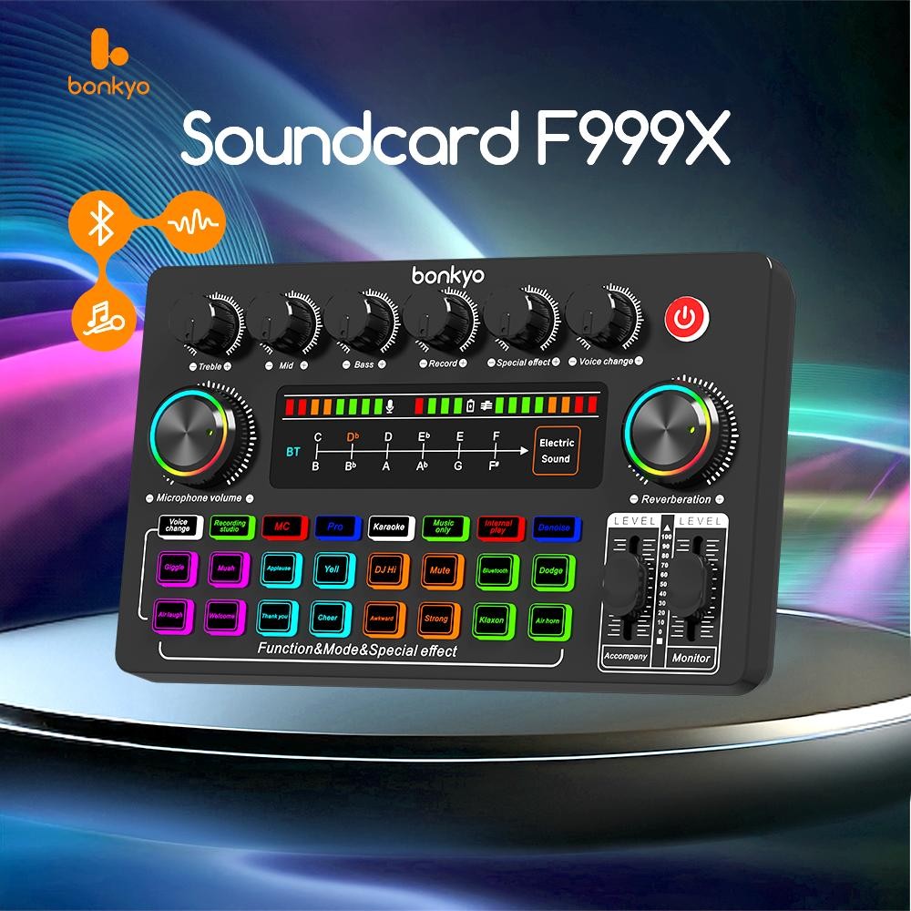 Bonkyo F999X Sound Card 5V: Led Touchscreen, Latest Effects for Tiktok Singers & Live Streamers - Merek bonkyo Harga 219,900 rupiah*Gratis Ongkir