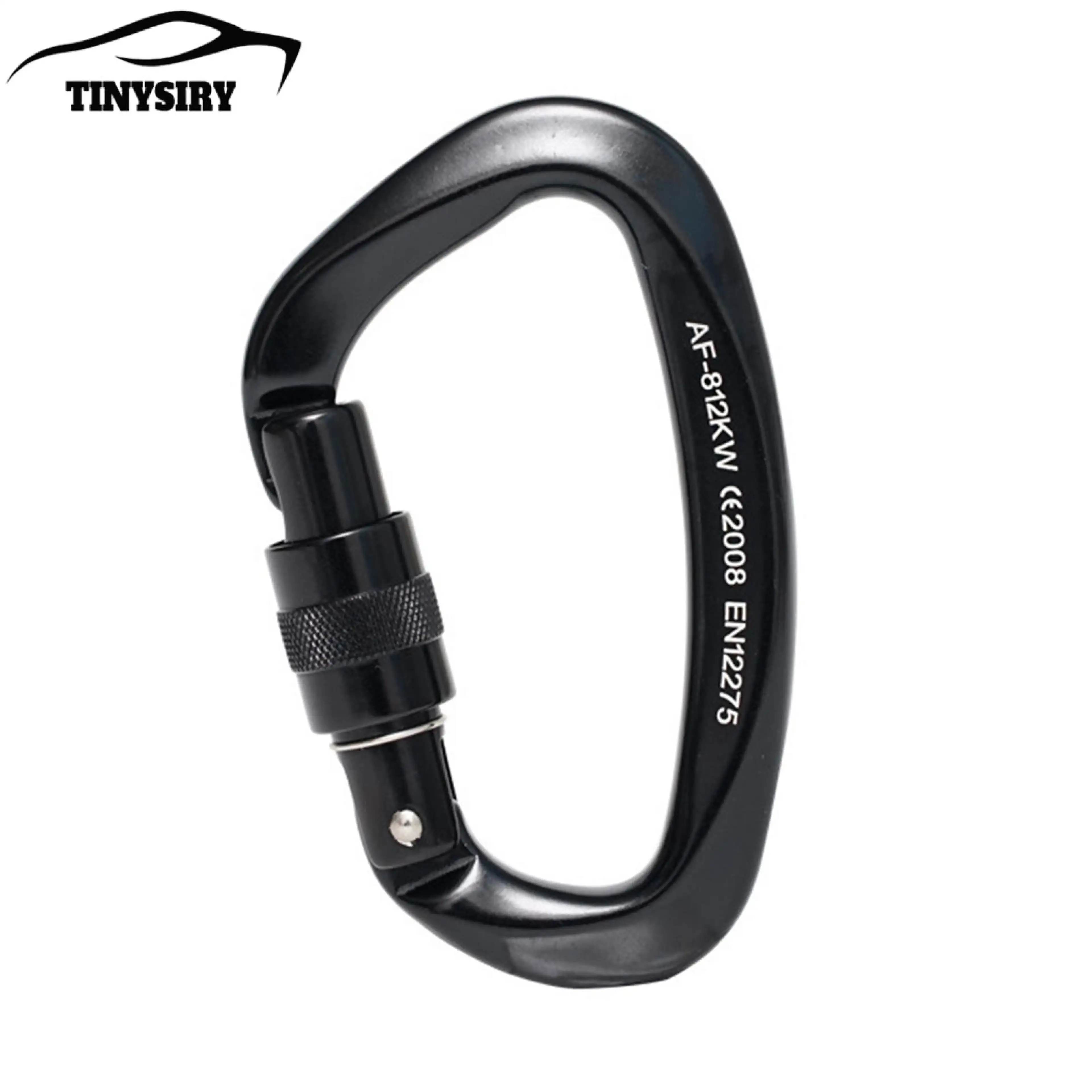 Screw Gate Locking Carabiner Carabiner with Screw Gate Heavy Duty Climbing Carabiner Screw Gate Locking 25kn D-shaped Aluminum Snap Hook Safety Buckle for Outdoor Hiking Camping Mountaineering Gear