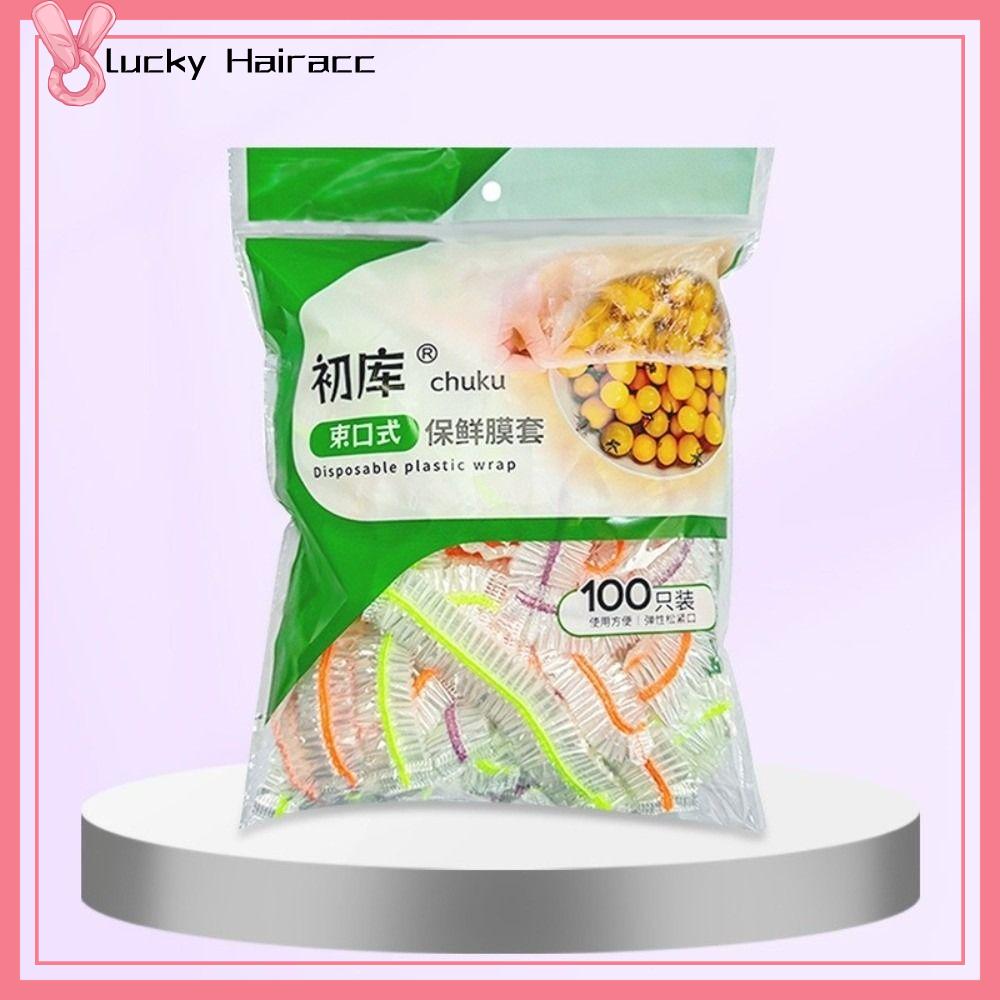 LUCKY HAIRACC 100/300/500pcs Đầy màu sắc Bọc thực phẩm dùng một lần Miệng đàn hồi Nhựa cấp thực phẩm Bìa dán Nắp thực phẩm đàn hồi Giữ tươi Túi Nhựa Dành cho trái cây và rau củ