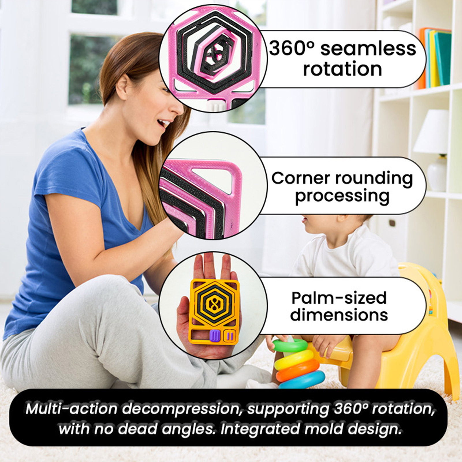 3D Hexagon Spinner Cứu trợ Cứu đồ FUN 3D Hexagon Cứu đồ ứng dụng cho văn phòng lớp học ADHD TF-MEL-VN