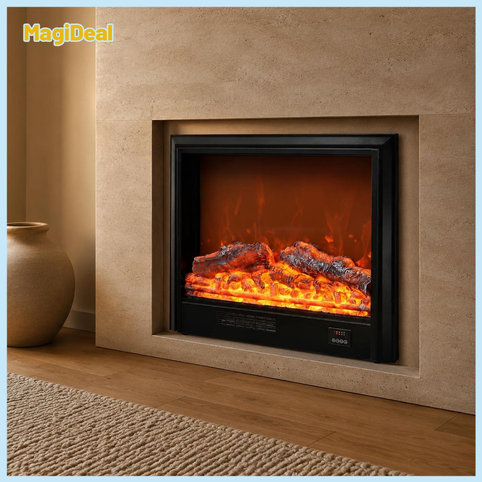 Electric Flame Fireplace Space-Saving Design Built-in Fireplace Heater Decorative Flame Heater Crystal Ember Bed for Cabinet