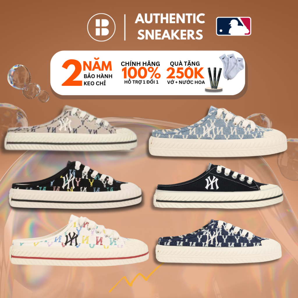 Nhập LAZBOMTAN11 giảm 111KGiày MLB Mule Playball Origin màu đen dễ mang MLB NY entic