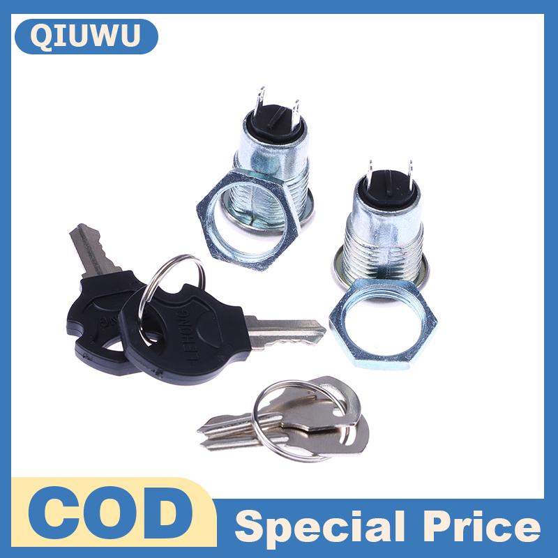 QIUWU 1 Bộ điện thoại khóa an ninh Power switch s1203 2pin 2 phím 12 mét thép không gỉ điện tử Key Switch on off khóa chuyển đổi