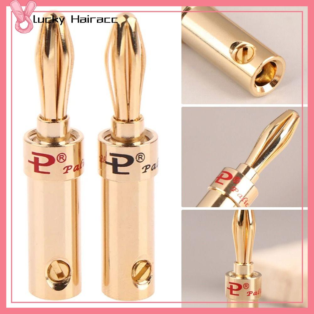 LUCKY HAIRACC 2Pcs Cáp loa âm nhạc Giắc cắm loa hình quả chuối chéo Đen Đỏ Đồng mạ vàng Đầu nối âm thanh chuối Bền Dây thiết bị đầu cuối Bộ chuyển đổi kết nối âm thanh