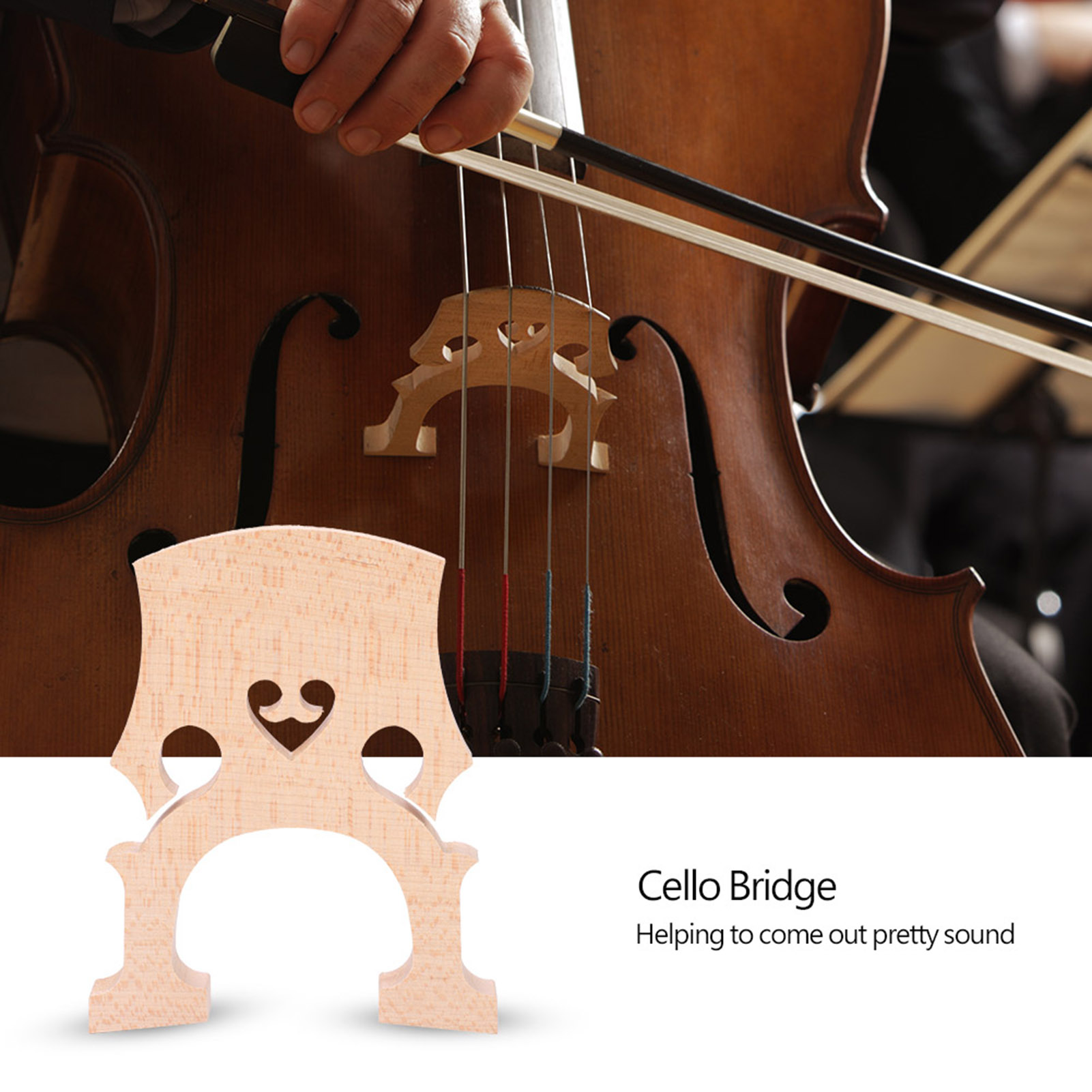 Gỗ cây phong CELLO cầu thay thế cho các bộ phận Phụ kiện nhạc cụ 4/4 3/4 cellos (4/4)
