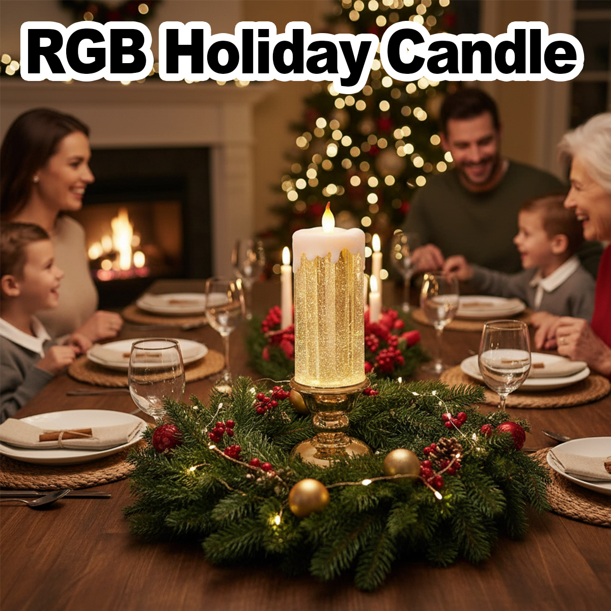 Led Christmas Candle Light Crystal Candles Gold Glitter Flameless Decorative Battery Operated Hotel Festival Decoration Lighting Battery Powered Simulation Romantic Home Bedroom