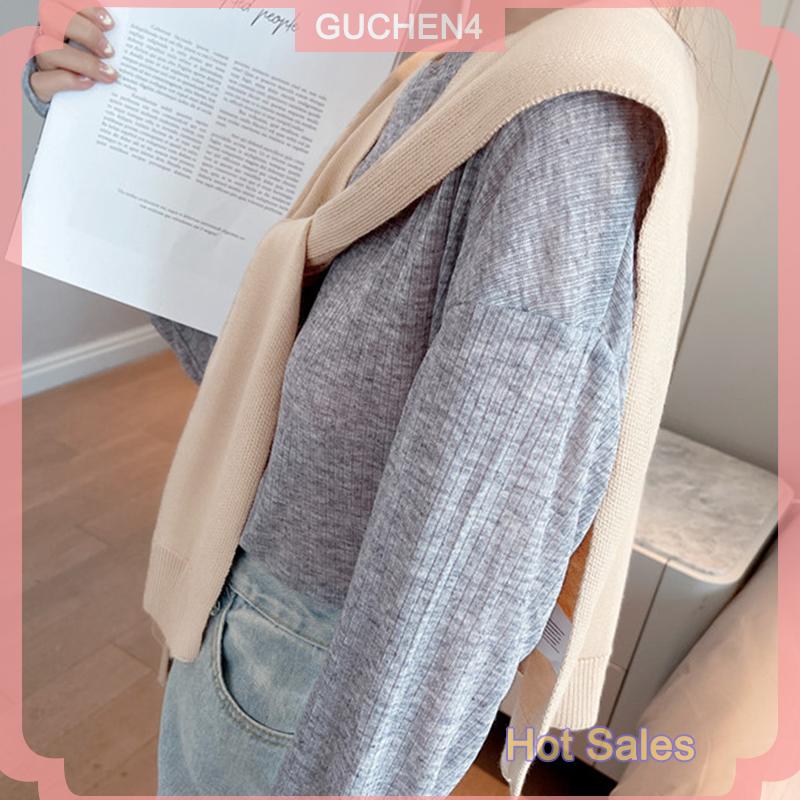GUCHEN4🎀 Dệt Kim Khăn choàng nhỏ khăn phụ nữ Hàn Quốc mặc bên ngoài thời trang và phong cách