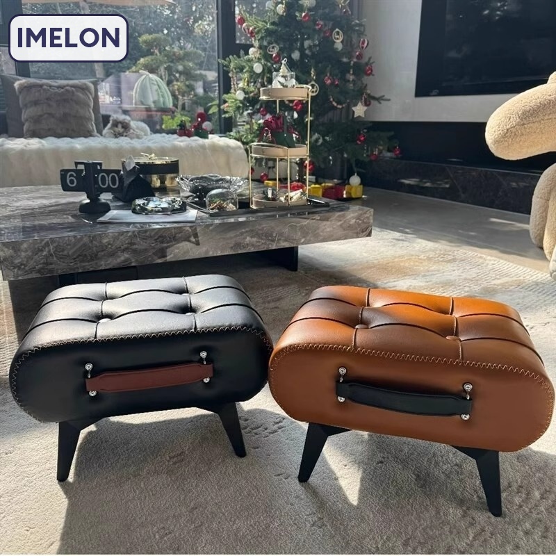 IMELON Ghế thay giày phong cách Bắc Âu Thích hợp trang trí phòngGhế Thay Giày Tại Cửa Nhà Gia Dụng, Bàn Cà Phê Phòng Khách, Ghế Ngắn, Ghế Sofa Gia Dụng, Ghế Đạp, Túi Mềm Da Sáp Dầu, Ghế Cầm Tay