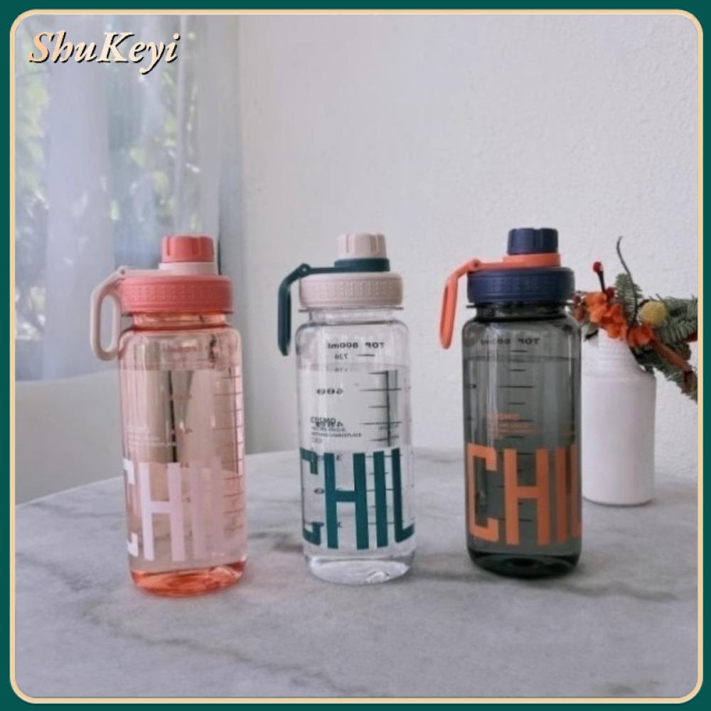 SHUKEYI Nhựa Chai nước Dung tích lớn 0,6L/0,8L/1L Chống rò rỉ Chai nước trong suốt Di động Trọng lượng nhẹ Ấm đun nước du lịch Thể thao ngoài trời