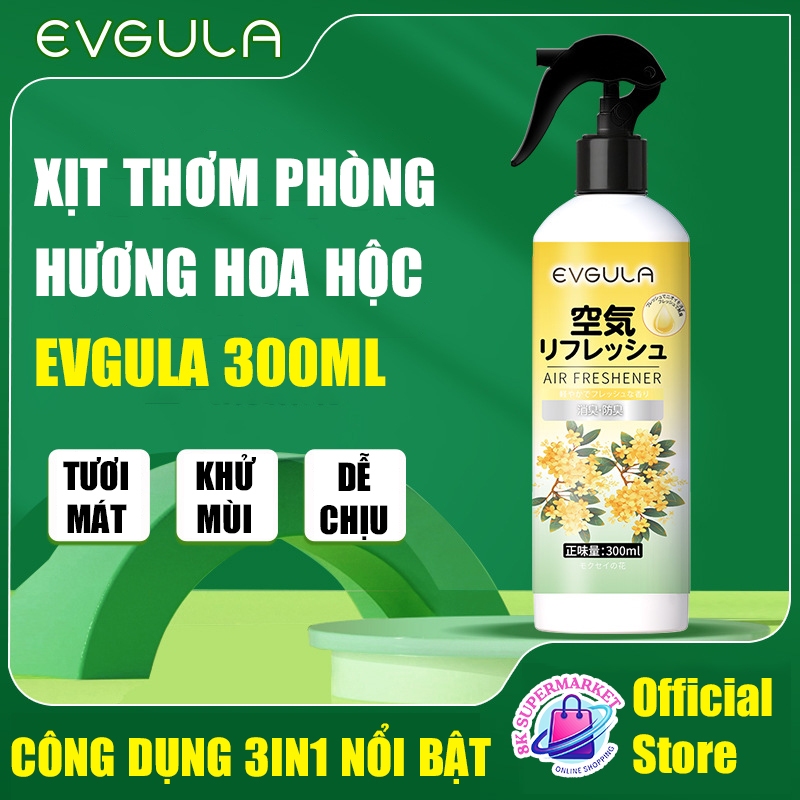 Xịt khử mùi EVGULA 300ml nội địa Nhật – Khử mùi hôi, thanh lọc không khí, thơm dịu hương hoa mộc dễ chịu