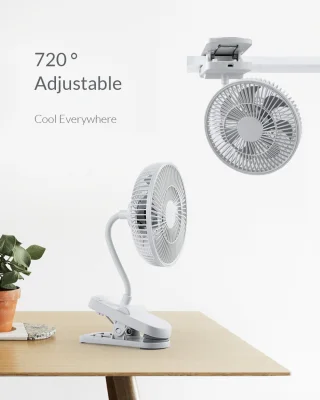 KASYDoFF Mini Clip Fan Rechargeable 360 Adjustable Baby Stroller Portable Fan for Desk Home Office Dorm and Bedroom Cooler for room