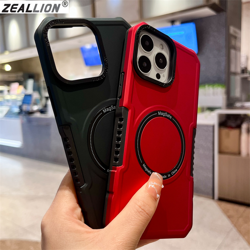 Zeallion vỏ điện thoại nặng cho Apple iPhone 15 14 13 12 11 Pro Max Magsafe hỗ trợ bảo vệ sạc không dây TPU với vỏ máy tính