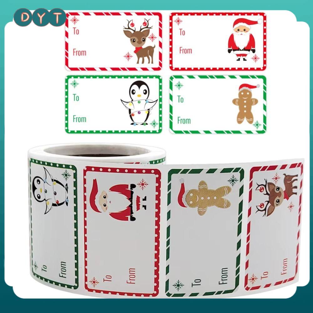 DYT 250 Pcs đầy màu sắc Tem nhãn Giáng sinh Người tuyết ông già Noel Tự dính Thẻ quà tặng Giáng sinh Thiết kế sáng tạo Phim hoạt hình Nhãn dán tên Giáng sinh cho quà Giáng sinh