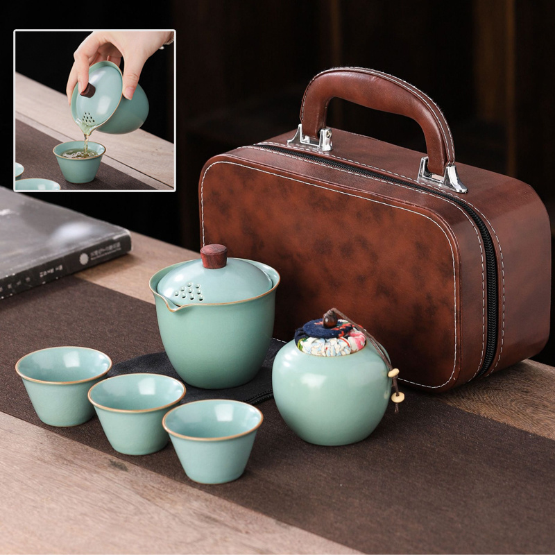 5pcs Teapot set tea cup free bag paket teko teh dan cangkir free tas portable / hampers tea pot