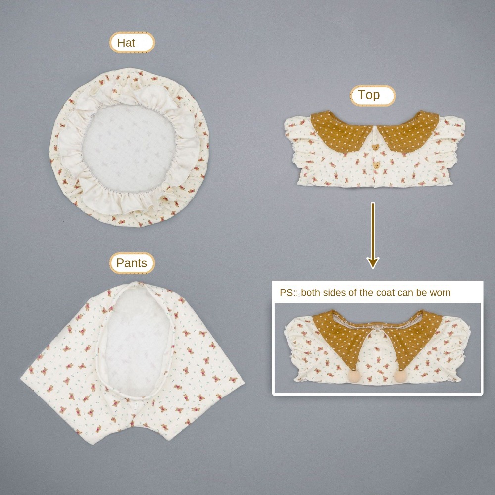 LIEYH Bộ đồ ngủ Quần áo búp bê 40cm Miếng vá vải nhung lông Trang phục thay thế Bộ đồ nhồi bông búp 