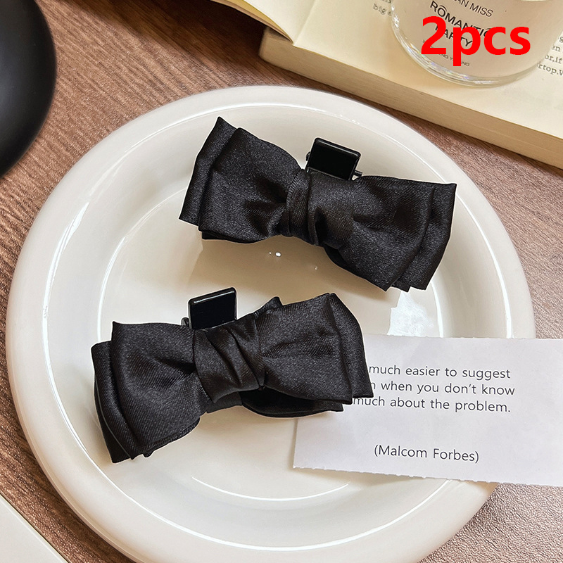 StylishScape 2 cái kẹp tóc nhỏ nơ đen kẹp tóc nữ kẹp tóc bên Kẹp tóc mái trán Kẹp tạo kiểu tóc ngọt 