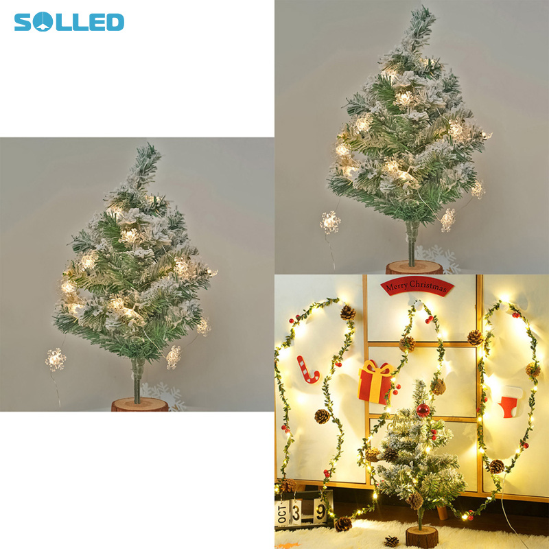 2m giáng sinh nhân tạo LED Garland Đèn dây chạy bằng pin quả thông Berry nho Đèn dây đồ trang trí Cây giáng sinh